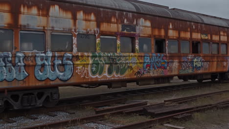 rusty graffiti train car