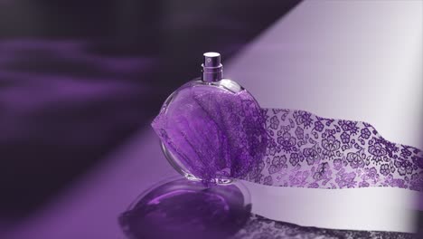 purple perfume bottle with lace