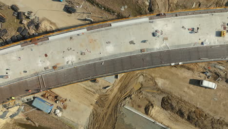 aerial view of extensive bridge construction site