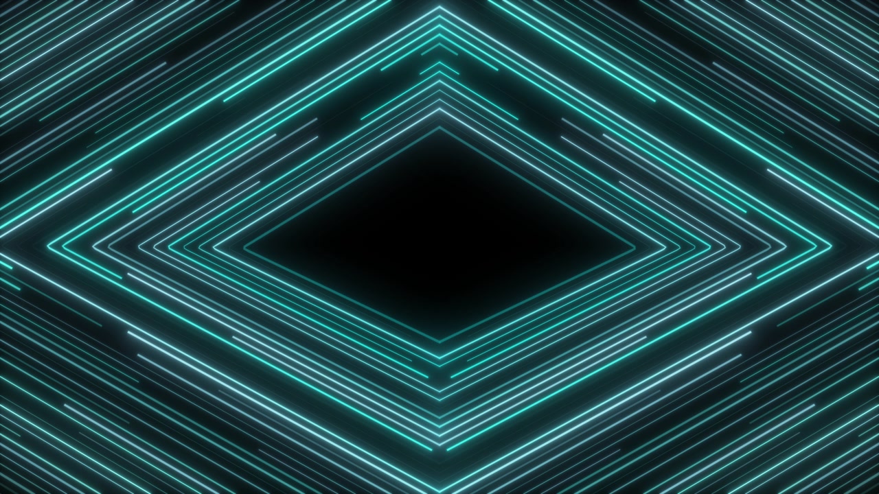 Abstract Motion Background with Glowing Cyan Diamond Lines