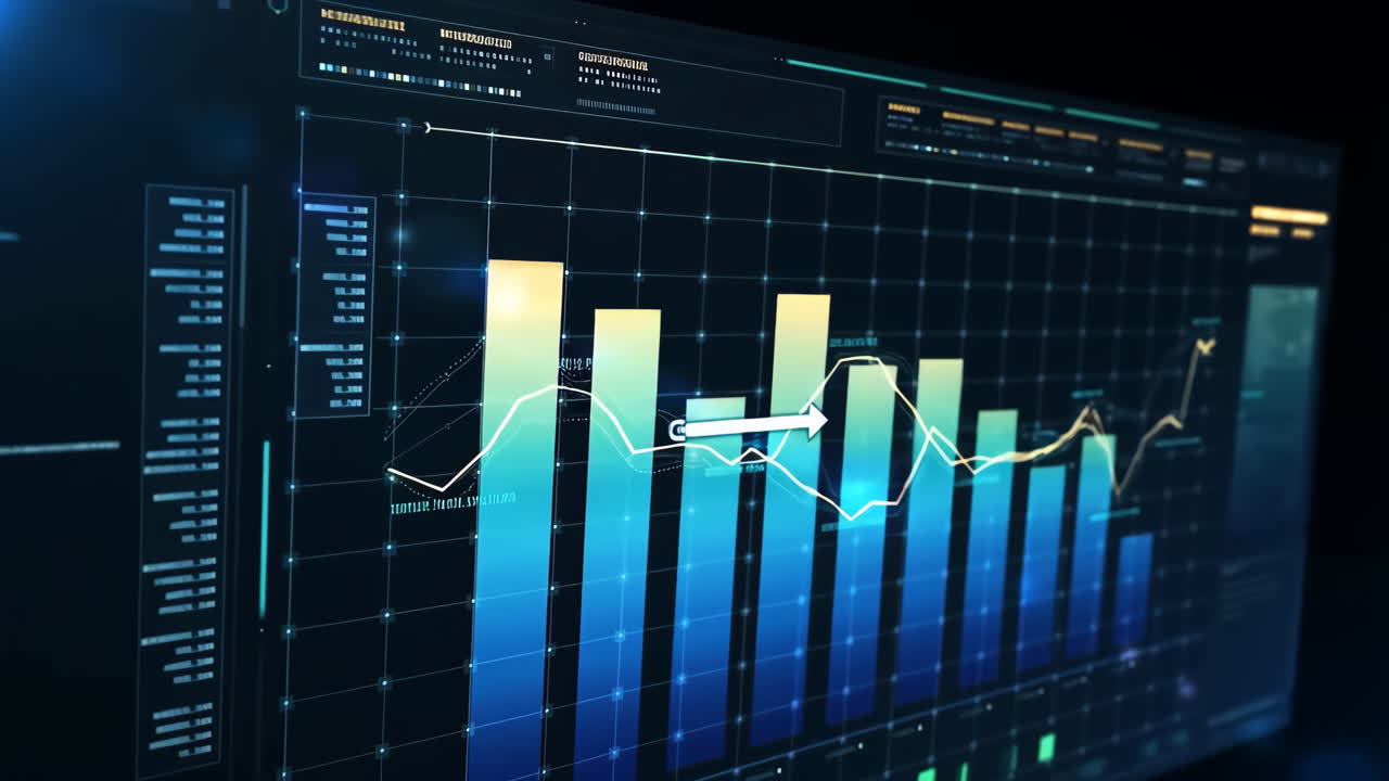 Futuristic Digital Financial Chart and Business Analytics Display