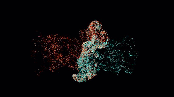 Colorful particles colliding video with alpha channel (the black background is transparent)