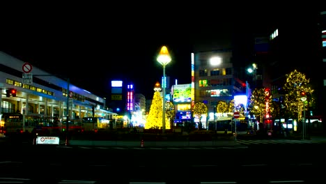 night lapse 4k at kichijouji station wide shot