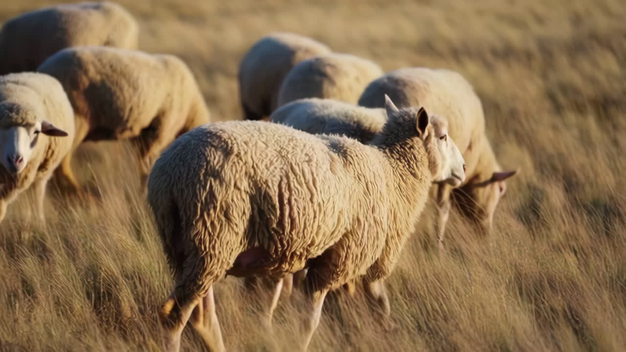 Sheep Grazing in a Wheat Field