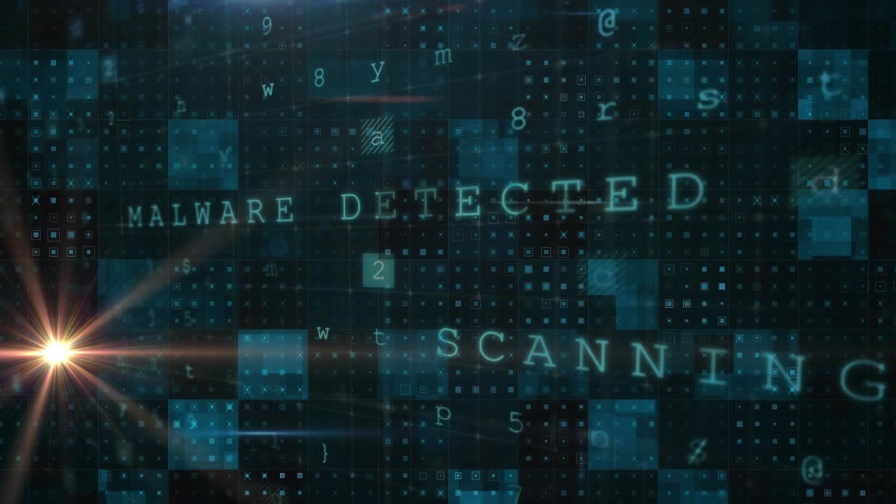 Animation of red pattern over digital data processing