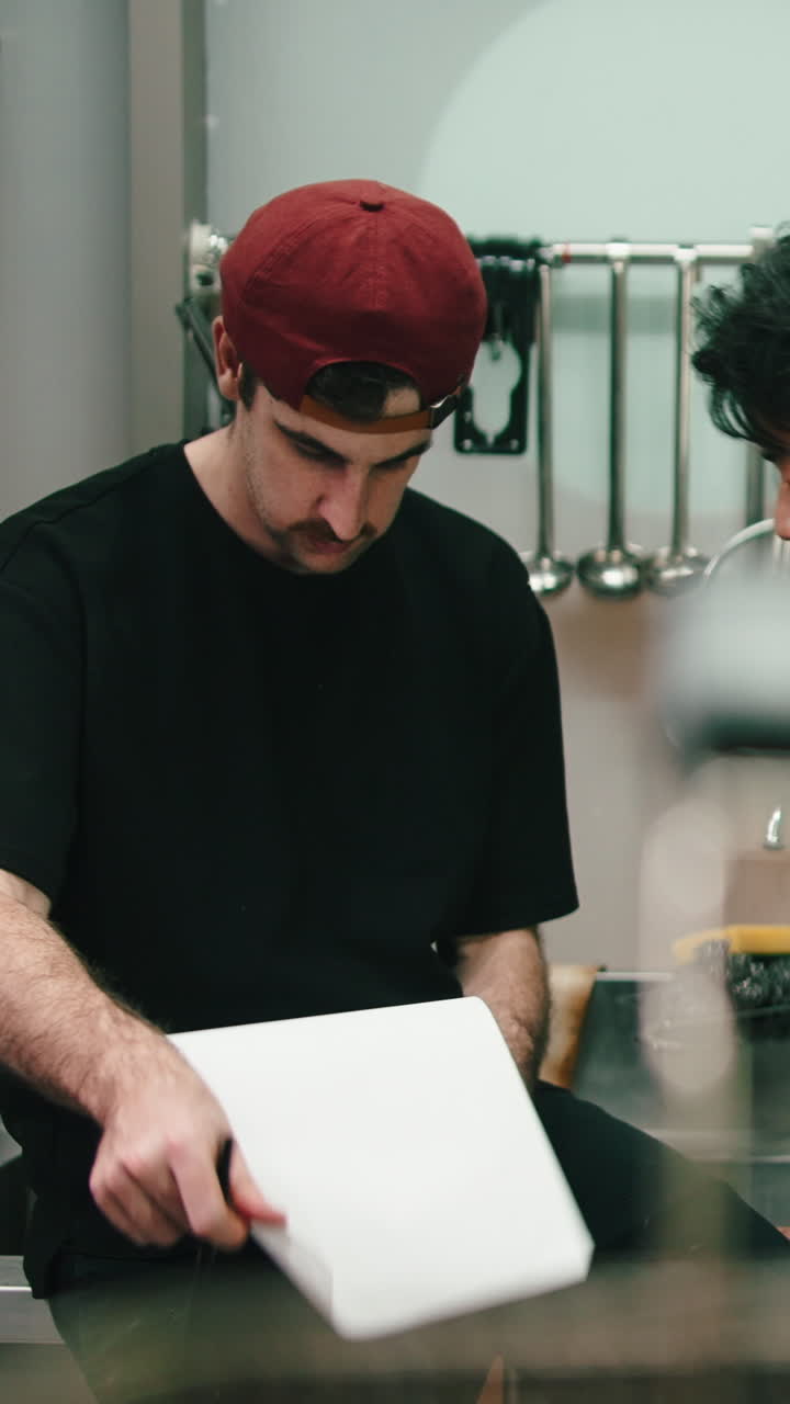 Chefs working in a restaurant kitchen