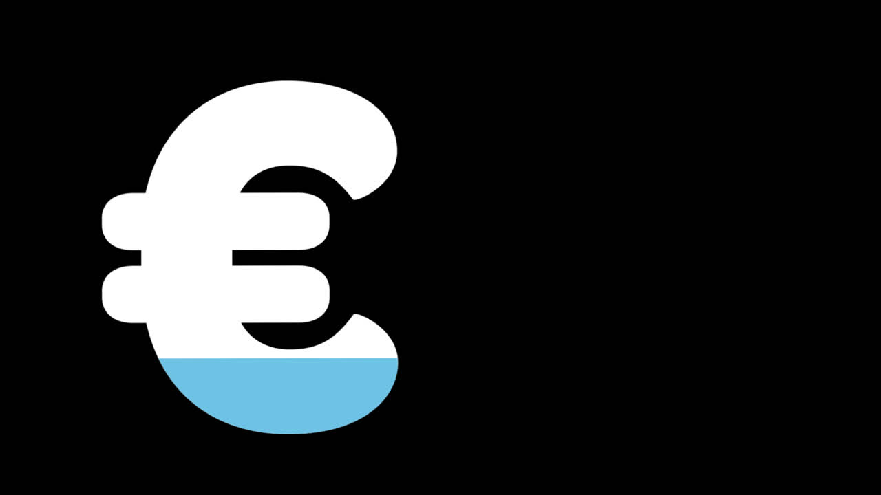 Blue euro sign with increasing percentage from 0% to 100%