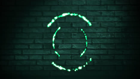 Animation-of-neon-circle-over-digital-screen-with-green-bricks