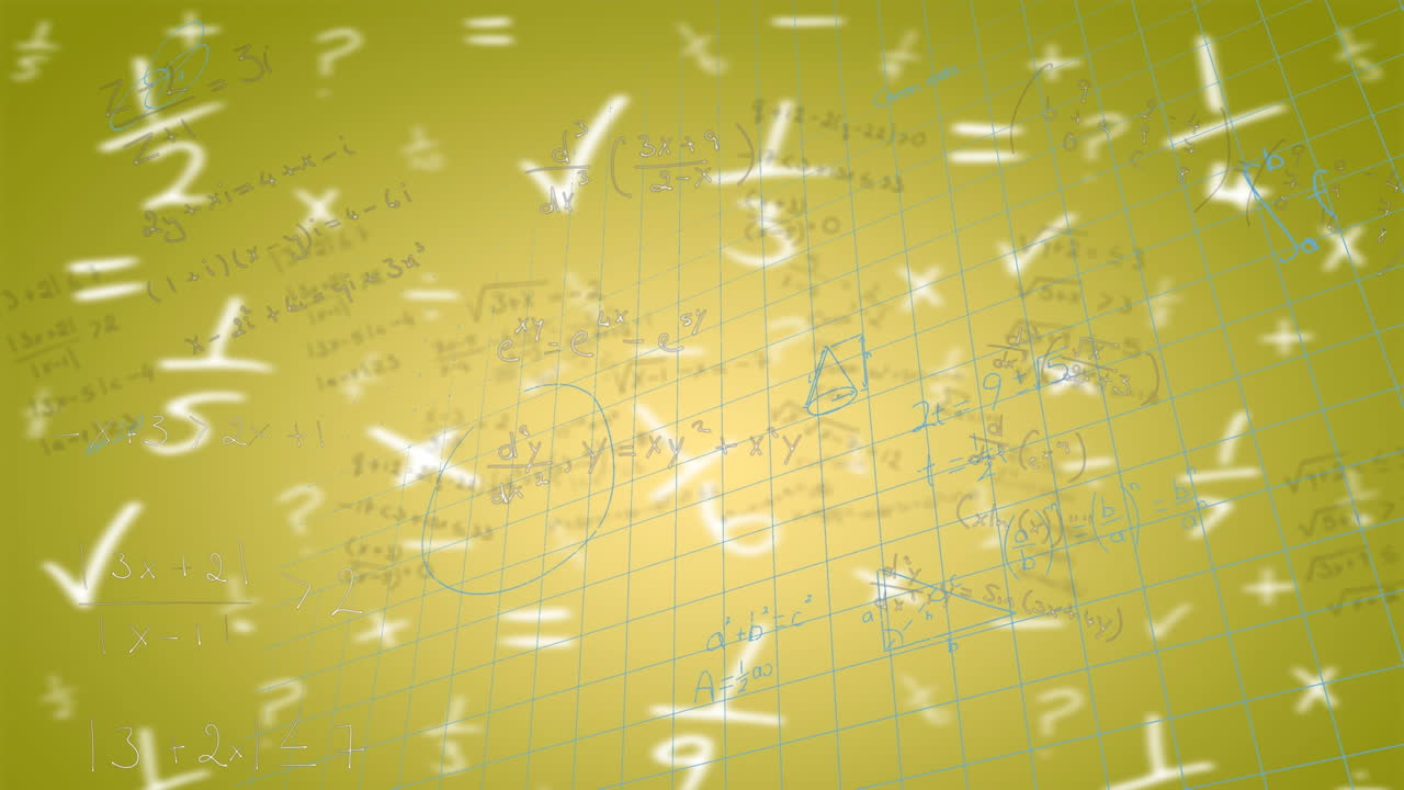 오렌지색 배경에 수학 방정식의 애니메이션