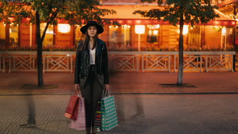 woman shopping at night