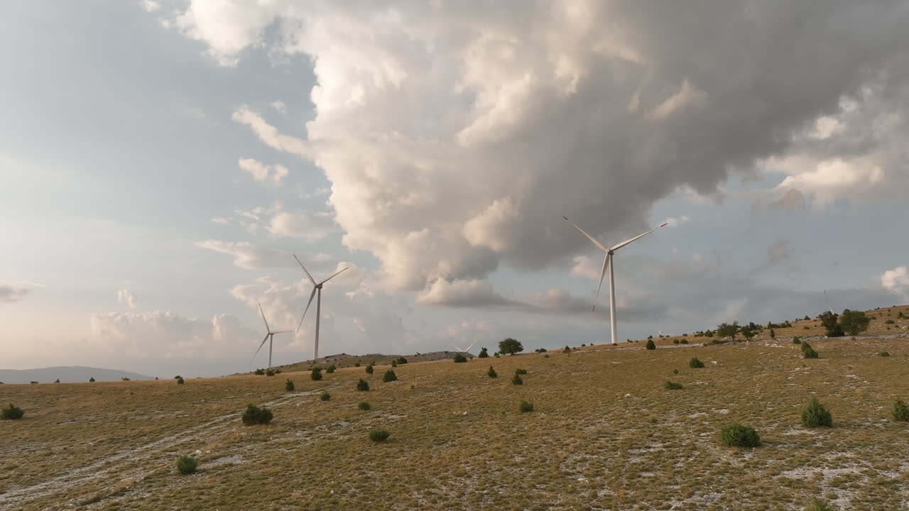 풍력 터빈 신재생 에너지 풍력 농장 공중 촬영