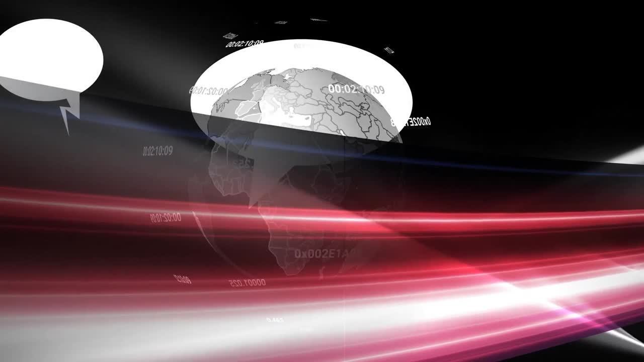 Animation of data processing over globe on black background