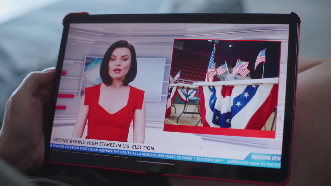 избирательные новости на дисплее планшета