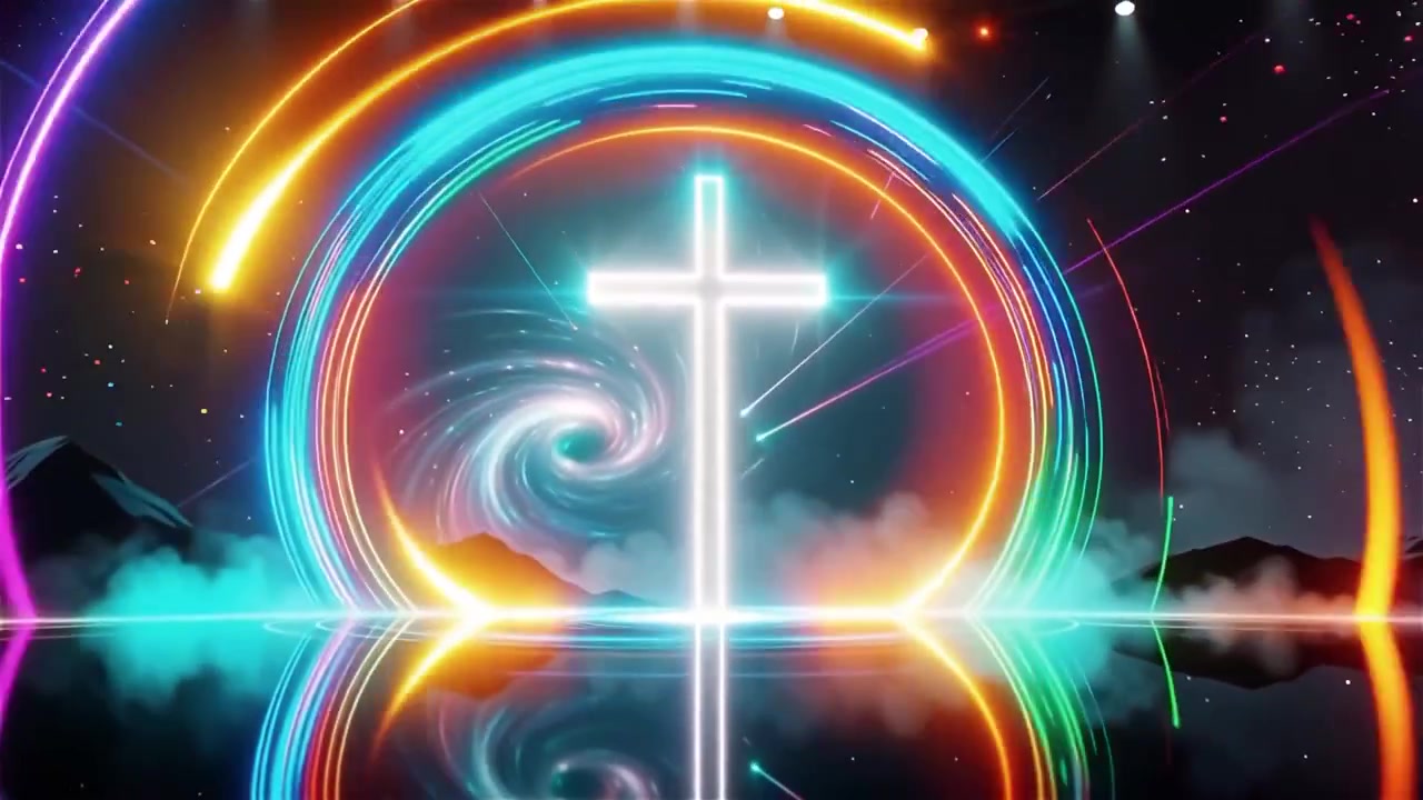 Christian Cross Heavenly Light Worship Background