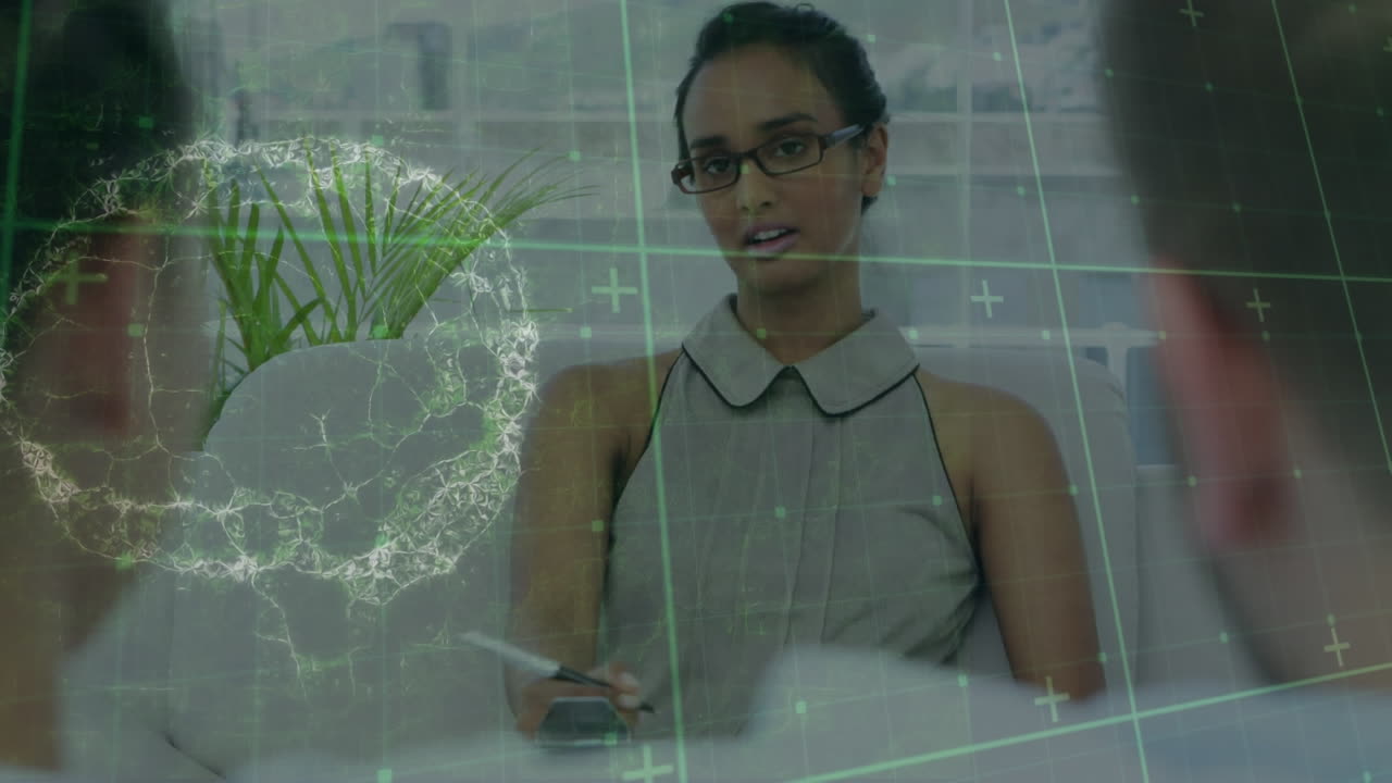 Animazione di cervello digitale e linee su persone diverse che partecipano a terapia di coppia