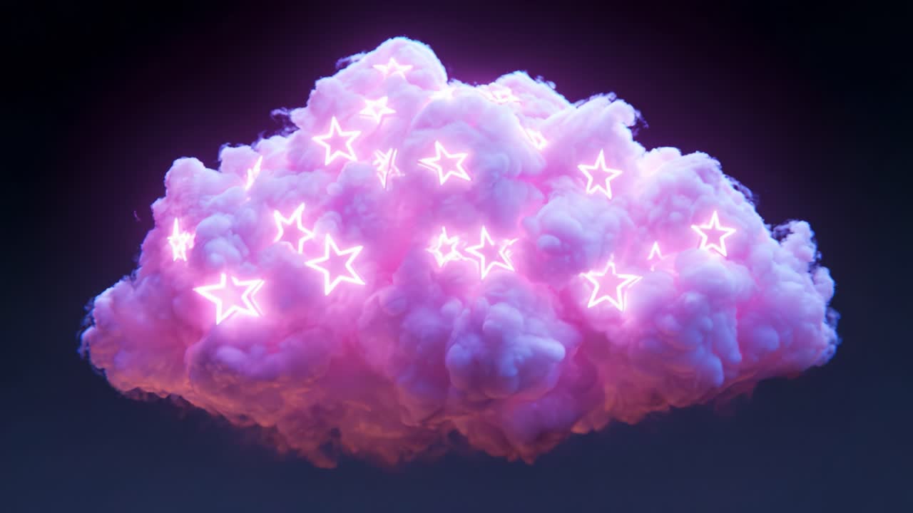 A Dreamy Pink Cloud Illuminated by Glowing Stars, Creating a Magical Atmosphere Full of Wonder and Imagination, Perfect for Fantasy and Creative Inspirations