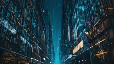 futuristic digital cityscape network