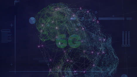 animation of network of connections over 6g text on dark background