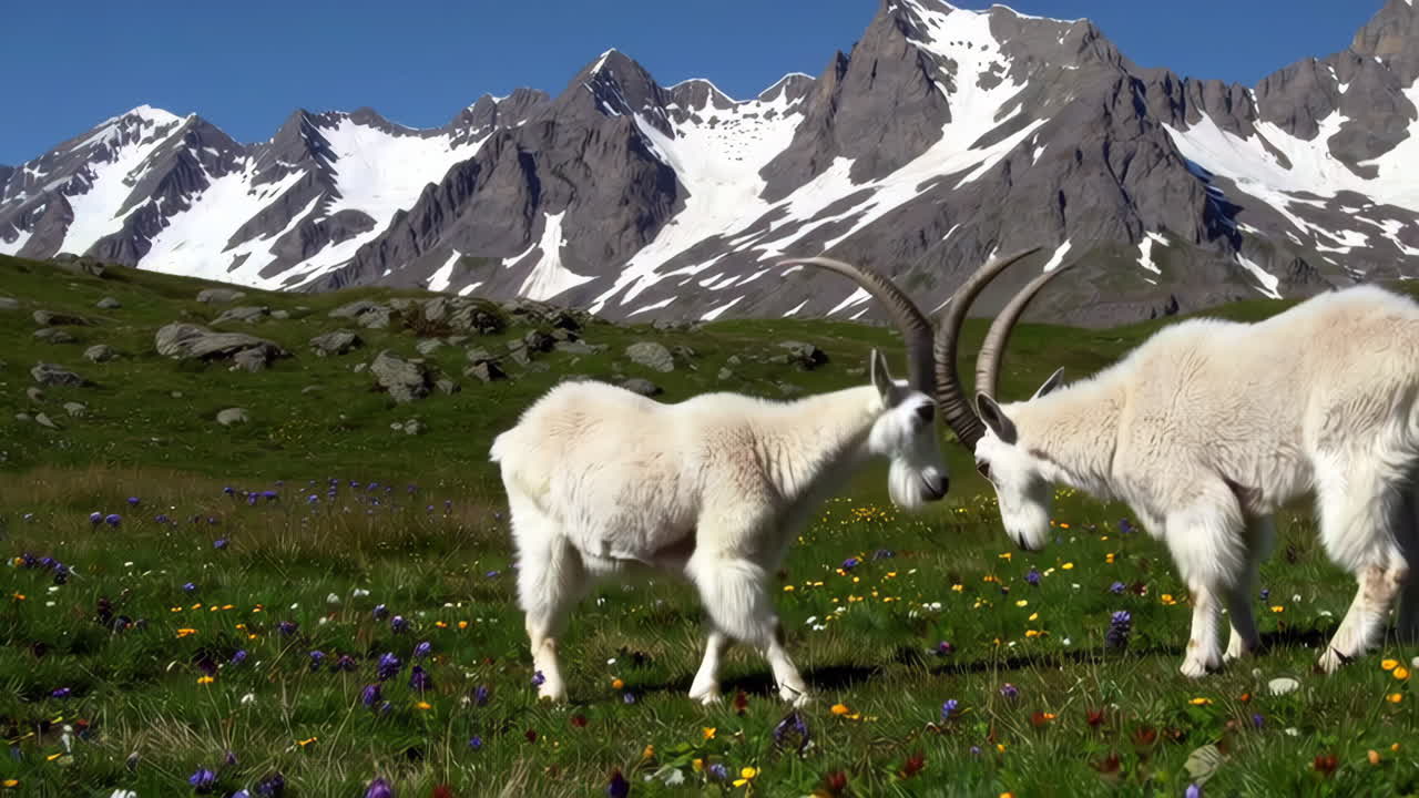 Bjerggeder på en alpeeng
