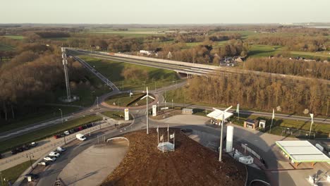 sustainable eco-friendly gas station aerial view