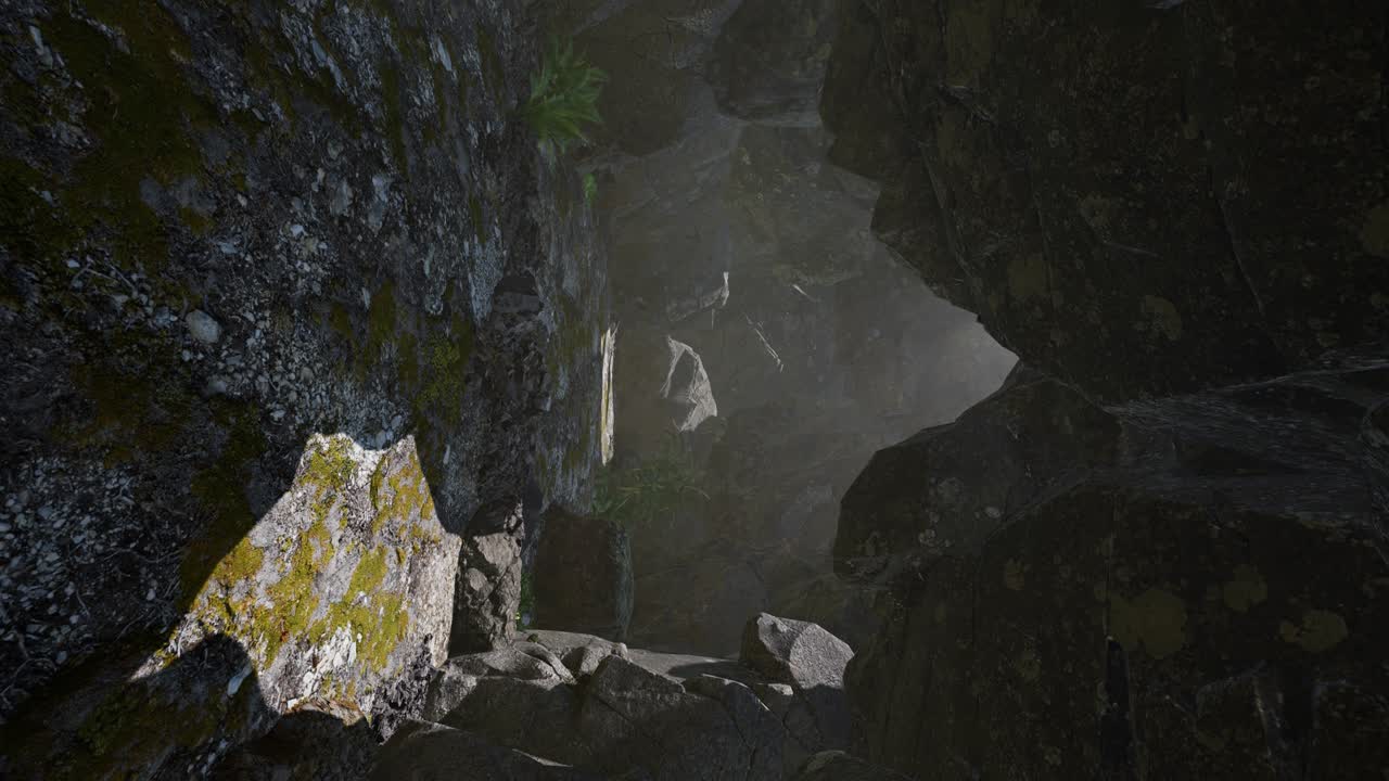 luz del sol dentro de una cueva misteriosa