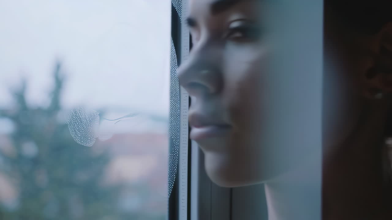 Woman Looking Through a Window