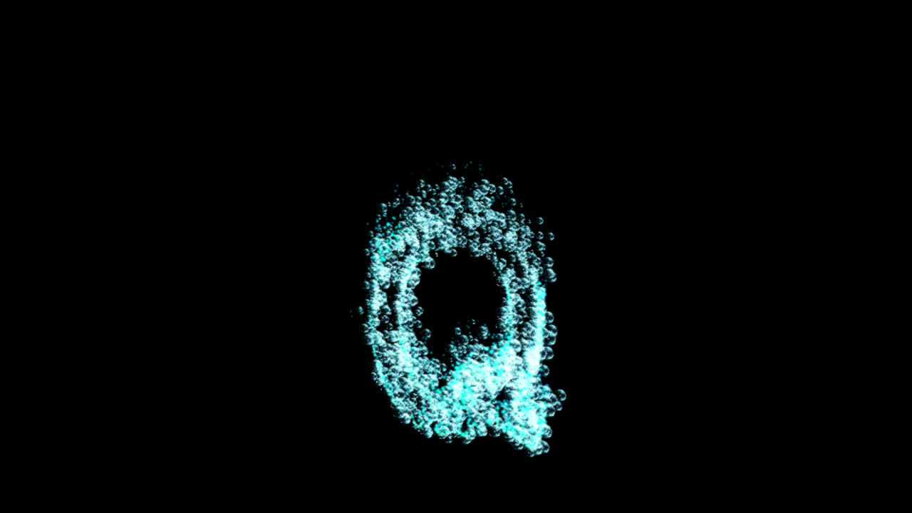 Wasserblasen-Animation 'Buchstabe Q' auf transparentem Hintergrund