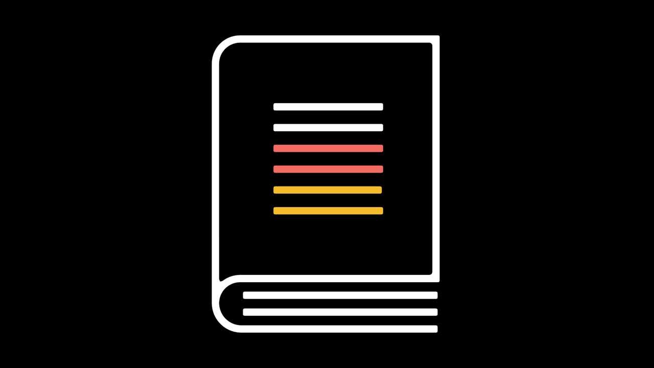 Book Cover Line Icon Animation with Alpha
