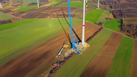 aerial view of windmill construction site - drone shot