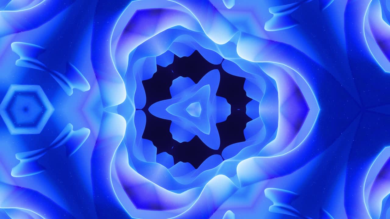 animación en bucle liso de 3d abstracto forma mate suave como flor o mandala, estructura simétrica de material de terciopelo púrpura azul intercalado con pañuelos, cambia de forma suavemente cíclica. gradiente