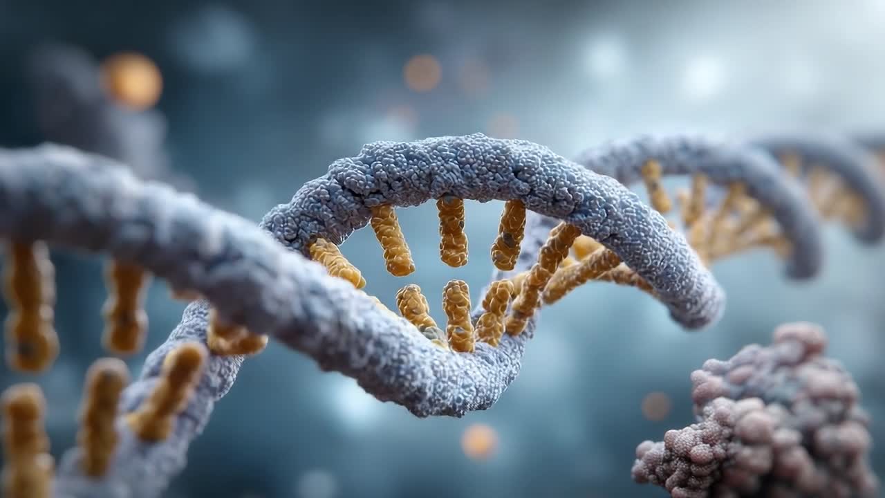 Stunning Visualization of DNA Structure: Exploring the Intricacies of Genetic Material with a Focus on Helix Formations and Molecular Details