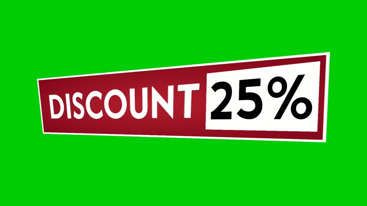 descuento del 25% de texto por ciento animación gráficos de movimiento en rectángulo rojo