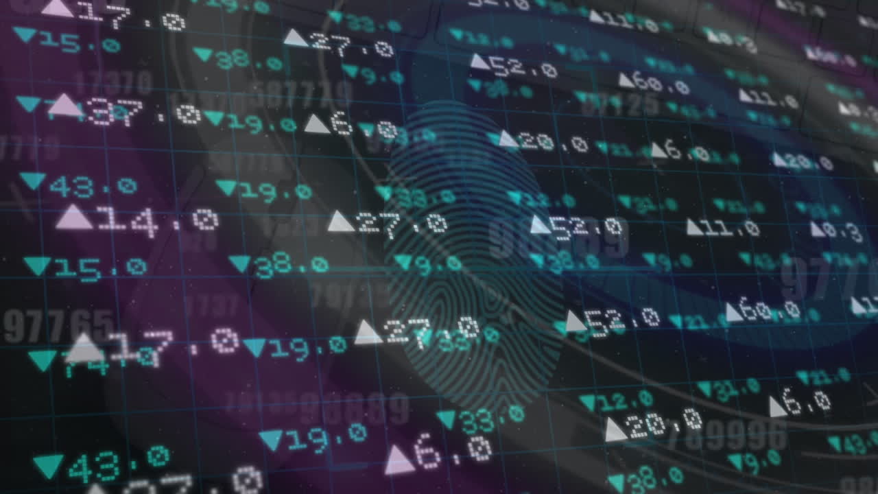 animación del procesamiento de datos sobre huellas dactilares
