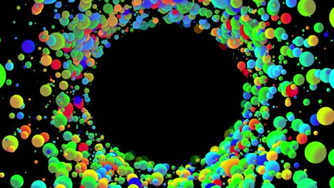 4k bucle fondo abstracto sin costuras con hermosas bolas multicolores en estilo plano 2d se mueven suavemente como burbujas de pintura en aceite. luma mate como canal alfa. estructura circular con espacio de copia