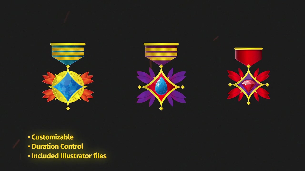 Animated Gaming Badges and Achievement Icons Collection
