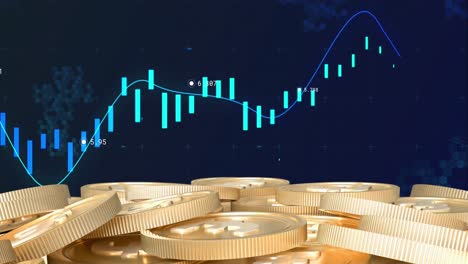 animation of financial data processing over euro currency coins