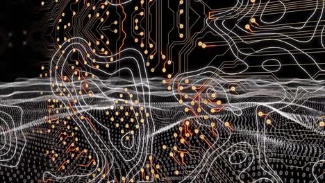 Conexiones-De-Microprocesador-Y-Topografía-Sobre-Ondas-Digitales-Sobre-Fondo-Negro.