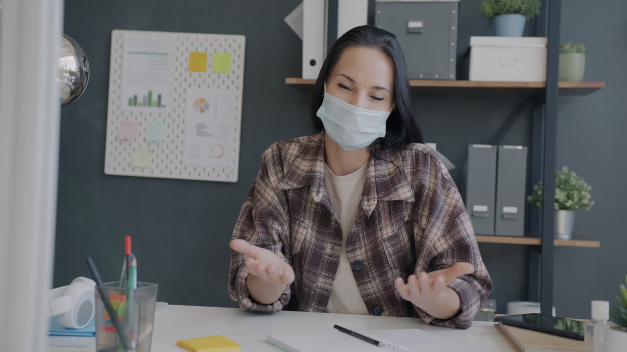 Woman in a Meeting via Video Call