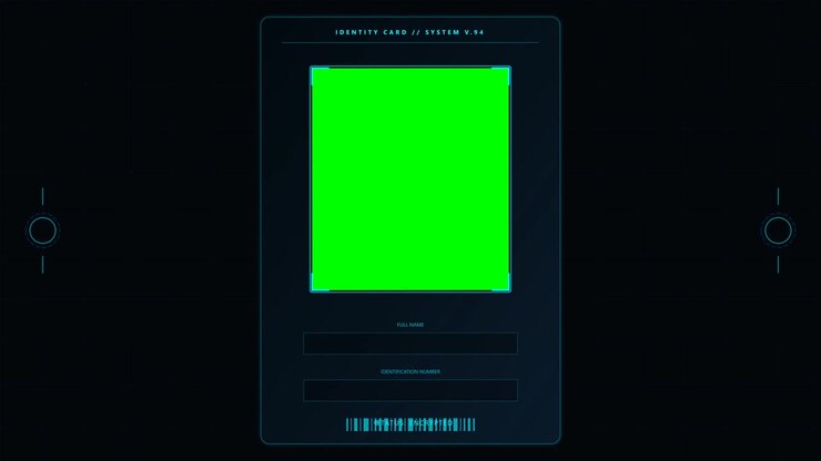 Futuristic Digital Identity Card Interface with Green Screen Placeholder