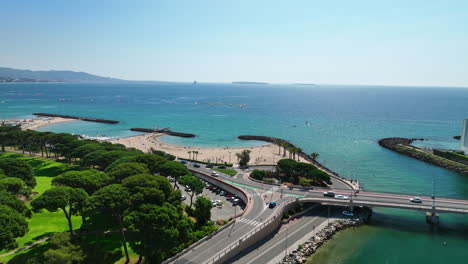 Sunny-aerial-view:-Siagne-River-meets-Mediterranean-at-Mandelieu