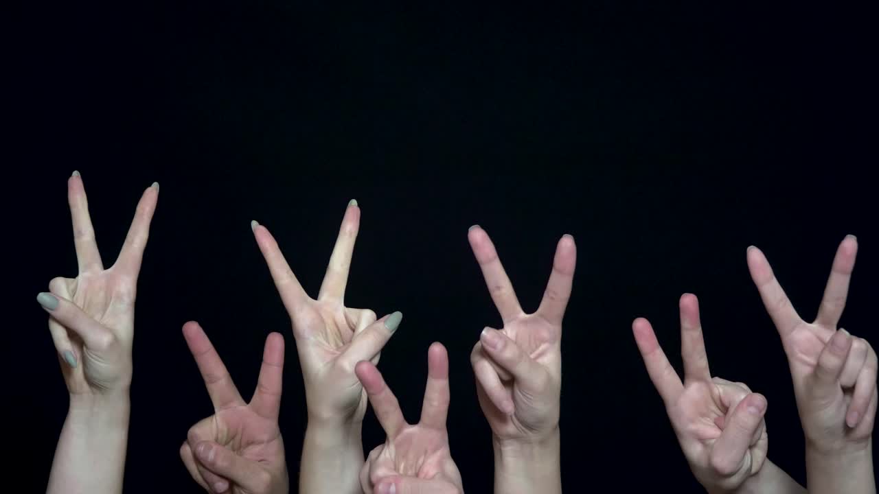 Hands making V-Sign Gesture