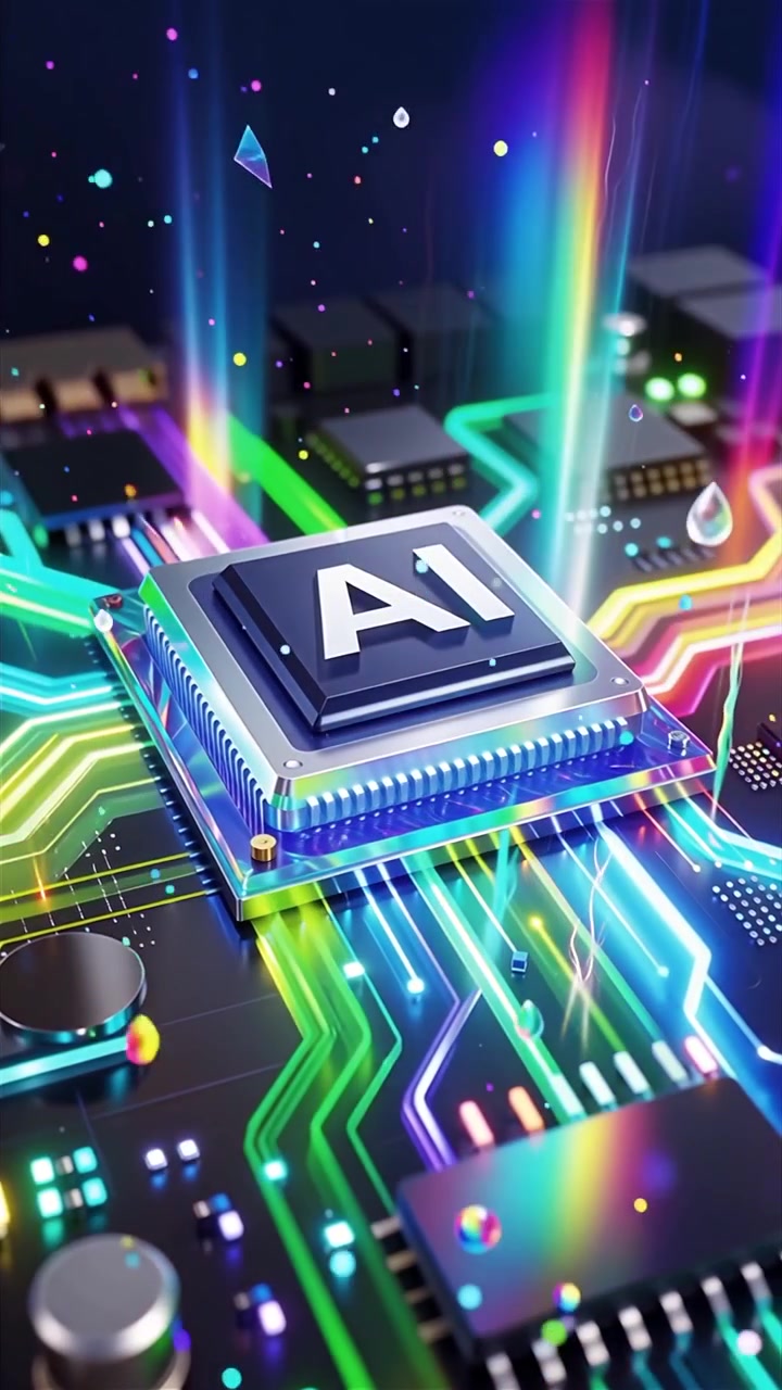 Futuristic AI Chip Motherboard Technology Background