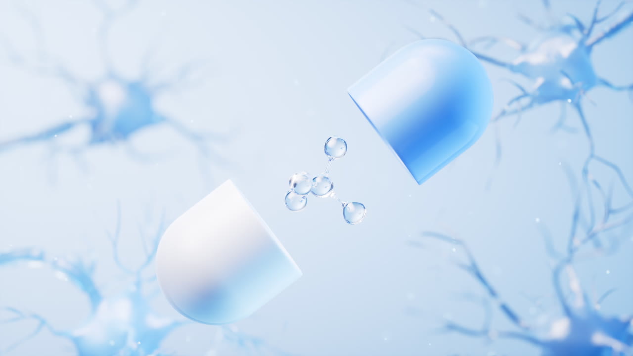 의학  및 생물학 신경 세포 배경, 3d 렌더링