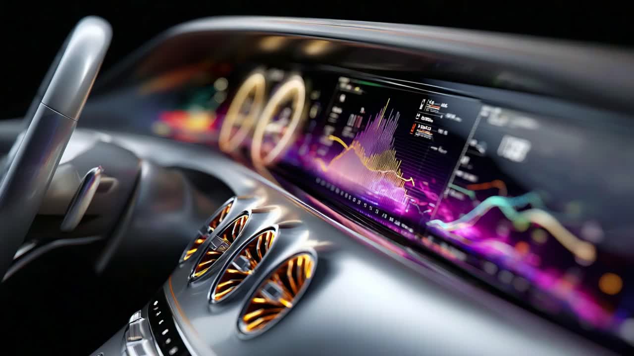 Exploring the Cutting-Edge Dashboard of a Modern Vehicle: A Glimpse Into Advanced Technology and Digital Displays That Enhance the Driving Experience with Data Visualization