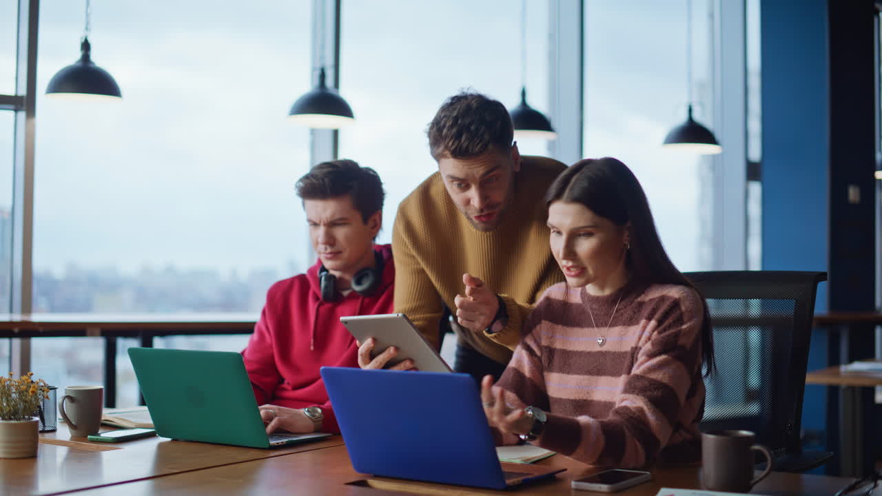 Team working on a project in an office