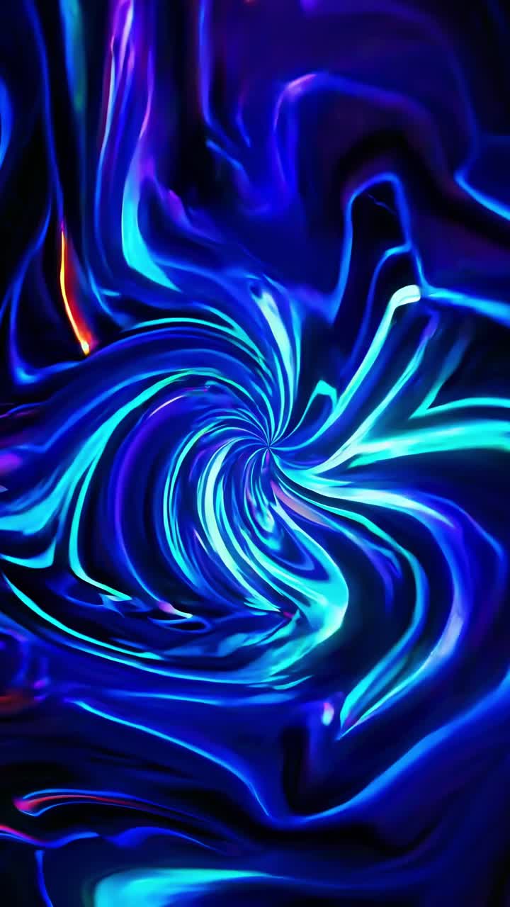 Swirling vortex of vibrant colors, seamlessly blending hues of blue, purple, and orange, creating a dynamic and mesmerizing abstract composition with a sense of depth and motion