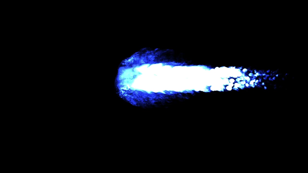 Animazione fiamma blu brillante isolata su sfondo verde