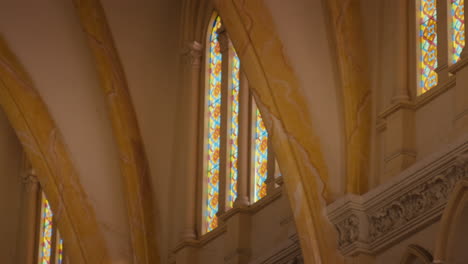 new windows inside the church. zoom out shot