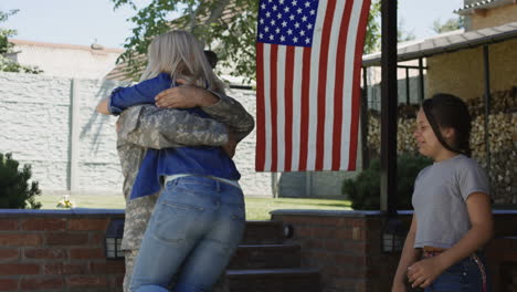 soldier welcomed home by family