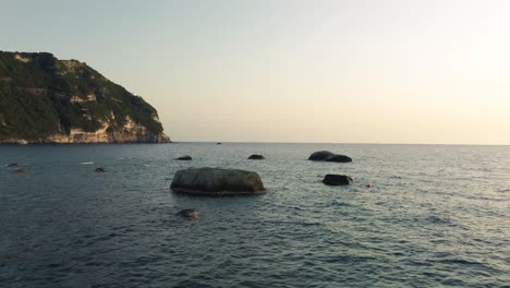 Stones-in-the-water,-aerial-view-from-drone